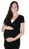 MijaCulture - 2 in1 Maternity and nursing elegant shirt top short sleeves 7104 Dora Black
